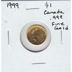 GOLD .9999 FINE $1 CANADA 1999 BRILLIANT UNCIRCULATED ELIZABETH 2