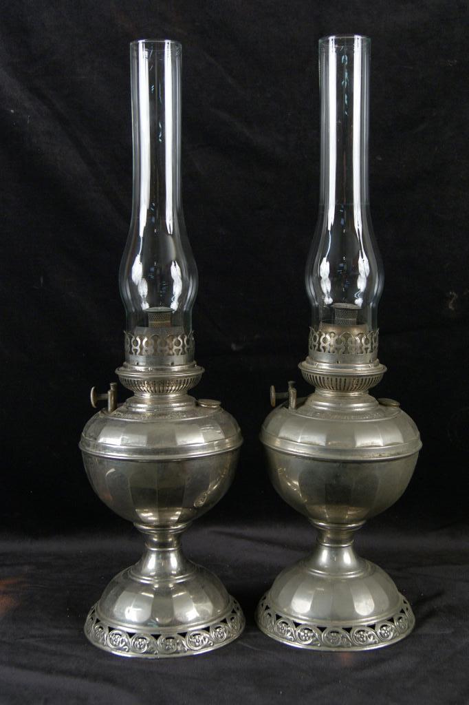 Bradley & Hubbard No. 4 Radiant Hurricane Lamps Pair marked Dec. 31 1895