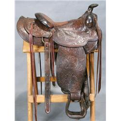 Visalia Western Saddle Co. S.F. tooled saddle De. Walker - Maker