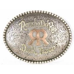 Rancho Del Rio - Silver Dick Tozier Belt Buckle by De Murray Orange County Ranch - Multi Color Gold