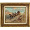 Image 1 : R. Crooke 12"x16" o/b 'Stage Run' heavy varnish finish over oil, looped.