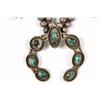 Image 2 : Turquoise & Silver Squash Blossom Necklace Approx. 28" length with 4" medallion