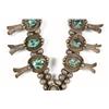 Image 3 : Turquoise & Silver Squash Blossom Necklace Approx. 28" length with 4" medallion