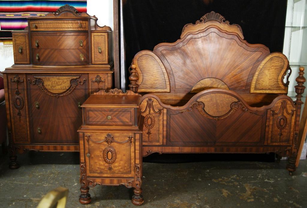 1920's four piece Walnut bedroom set matching highboy,night stand and ...