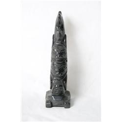 NW signed 'Thorn' Canada Argillite Totem pole-8.5"