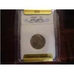 1980p sgs graded ms70 nickel
