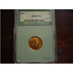 1937 ms66 graded red cent