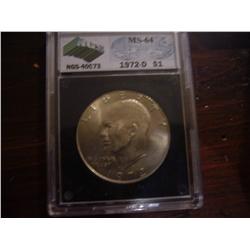 1972-d ike dollar ms64 graded
