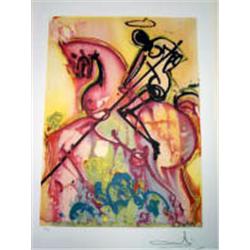 Dalinean Horses "St. George and the Dragon" Offset Lithograph, Facsimile Signed.
