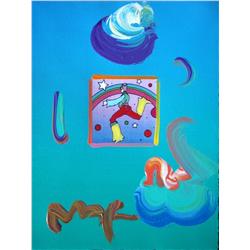 ORIGINAL PETER MAX "COSMIC JUMPER 2" SERIGRAPH WITH ORIGINAL PAINTING.