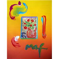 Peter Max "Vase Of Flowers" ORIGINAL painting onto Serigraph