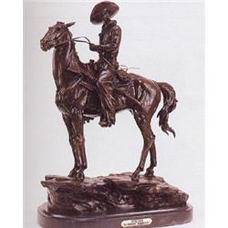 Puncher (medium) Bronze Sculpture by Frederic Remington. 11"H x 9"L x 5"W