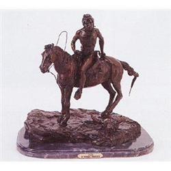 Vigil (medium) Bronze Sculpture by Frederic Remington. 11"H x 11.5"L x 7"W