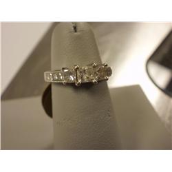 STUNNING 1.5 Carat Princess Cut Diamond Anniversary Ring, 14K White Gold, 7 GRAMS