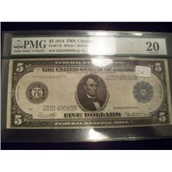 1914 $5 Federal Reserve Bank Note, Graded VF 20
