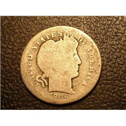 1906 Silver Barber Dime