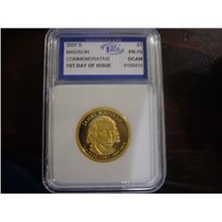 2007s madison 1st day issue pr-70 graded dollar