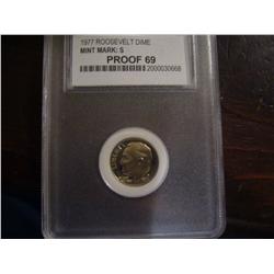 1977 roosevelt dime proof69