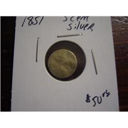 1851 3 cent silver
