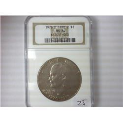 1976-D TYPE II IKE DOLLAR NGC MS64