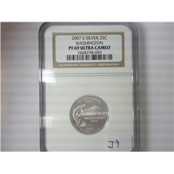 2007-S SILVER WASHINGTON QUARTER NGC PF69