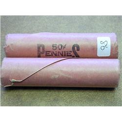 2 ROLLS OF 1960-D LINCOLN CENTS (UNC)