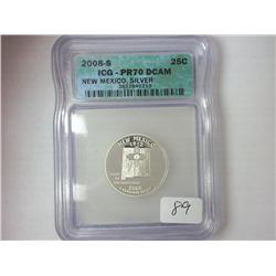 2008-S SILVER NEW MEXICO QUARTER ICG PR70 DCAM