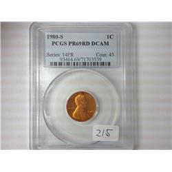 1980-S LINCOLN CENT PCGS PR69RDDCAM