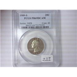 1989-S WASHINGTON QUARTER PCGS PR69DCAM