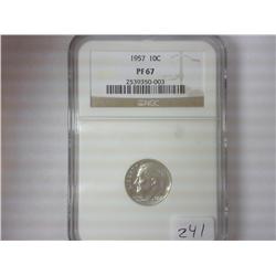 1957 ROOSEVELT DIME NGC PF67