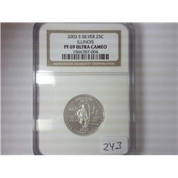 2003-S SILVER ILLINOIS QUARTER NGC PF69 ULTRA CAM