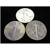 Image 1 : 3 ASSORTED WALKING LIBERTY HALF DOLLARS
