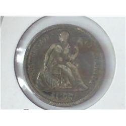 1877-CC SEATED LIBERTY DIME (EXTRA FINE)