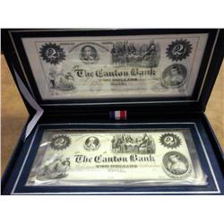 APPROX 5 OUNCE STERLING CANTON BANK NOTE