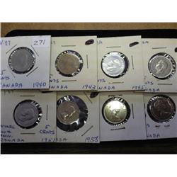 8 ASSORTED CANADA FIVE CENTS MOSTLY UNC'S