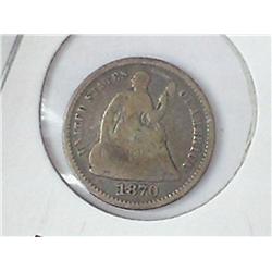 1870 SEATED LIBERTY HALF DIME