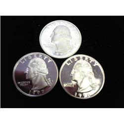 1992-S, 96-S & 97-S WASHINGTON SILVER QUARTERS PF