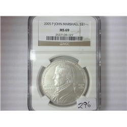 2005-P MARSHALL SILVER DOLLAR NGC MS69