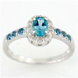 1.44ct Green Topaz 12 Diamond 9k Wht Gold Ring (JEW-9371X)