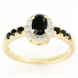 1.44ct Black Sapphire 12 Diamond 9k Yel Gold Ring (JEW-9336X)