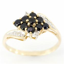 .96ct Black Sapphire Diamond 9k Yel Gold Ring (JEW-9342X)