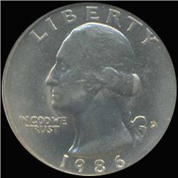 1986D Washington 25c Quarter Coin Graded GEM (COI-6897)