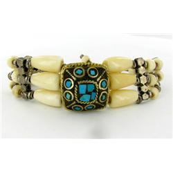 Tibet Lapis Bone Nickel Bracelet (ANT-1103)
