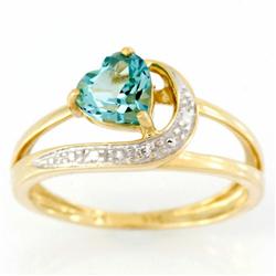 1.11ct Heart Green Topaz Diamond 9k Gold Ring (JEW-9366X)