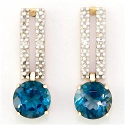 2.04ct London Bl Topaz Diamond 9k Gold Earrings (JEW-9204X)