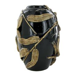 Handformed Bamboo on Ceramic Vase (DEC-317)