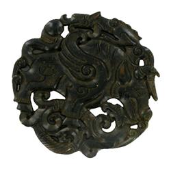 Vintage Chinese Handcarved Jade Bi (ANT-1106)