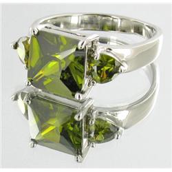 29.7ctw Lab Diamond/Peridot Gold Vermeil Ring (JEW-1535)