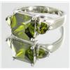 Image 1 : 29.7ctw Lab Diamond/Peridot Gold Vermeil Ring (JEW-1535)