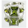 Image 2 : 29.7ctw Lab Diamond/Peridot Gold Vermeil Ring (JEW-1535)